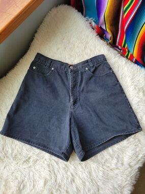 High-Waist Women's Black Denim Shorts